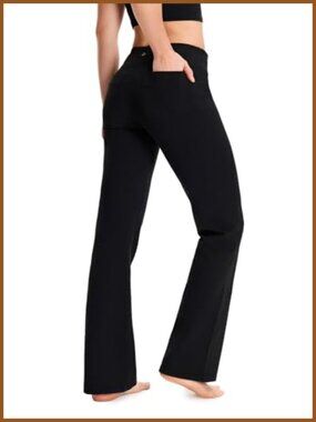 Bootcut Yoga Pants with Back Pockets, Mid Rise, Moisture-Wicking
